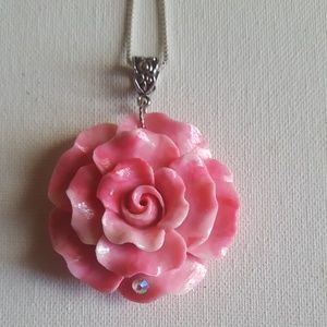 Carved rose necklace